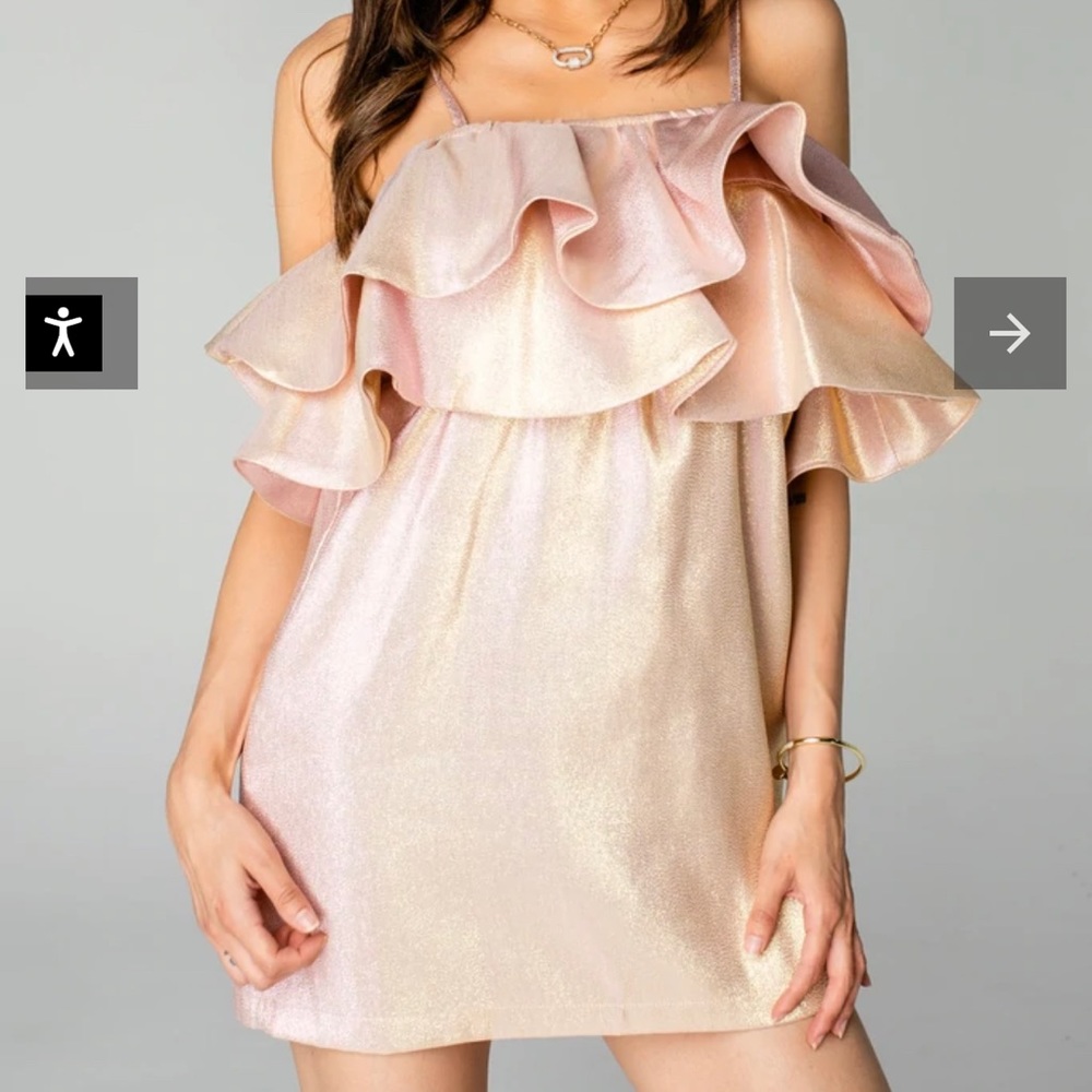 Buddylove RUFFLED CHEST COCKTAIL DRESS - ROSE S - Picture 2 of 4